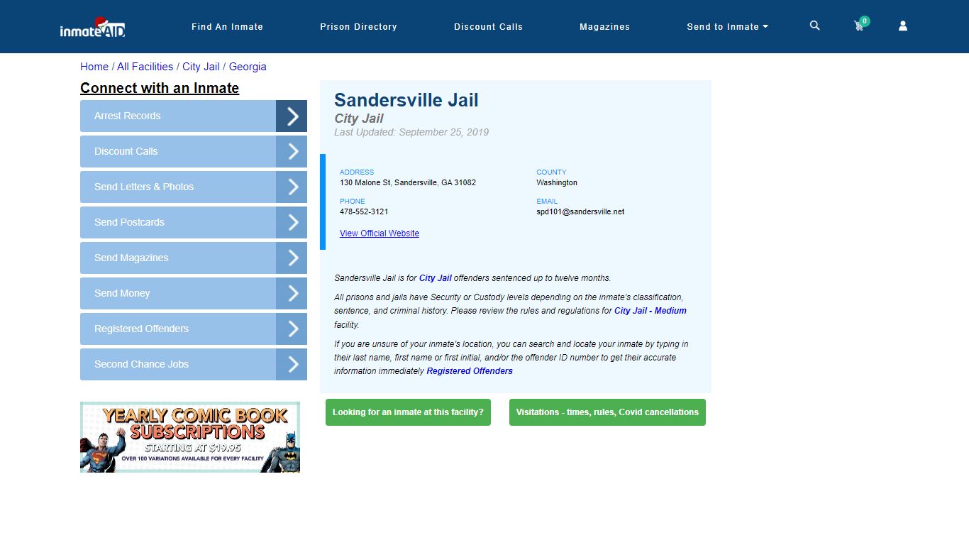 Sandersville Jail | Inmate Locator